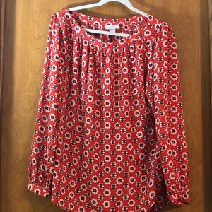 LOFT Red Floral Blouse